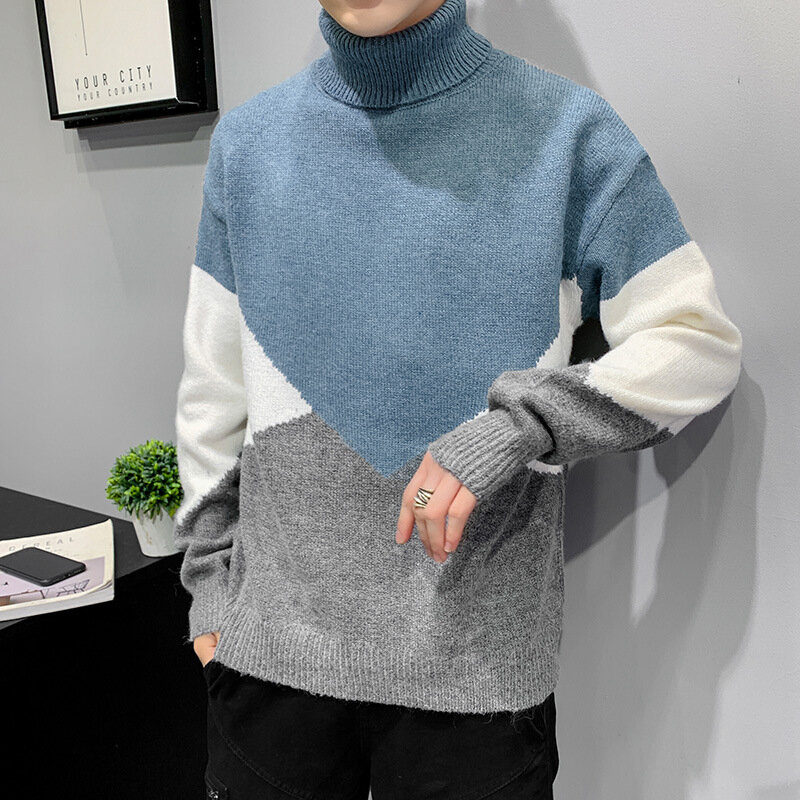 Men Sweater Turtleneck Knit Pullover Sweatshirt Warm Casual Long Sleeve Top 2022 New Winter Spring Clothing Youth Trendy