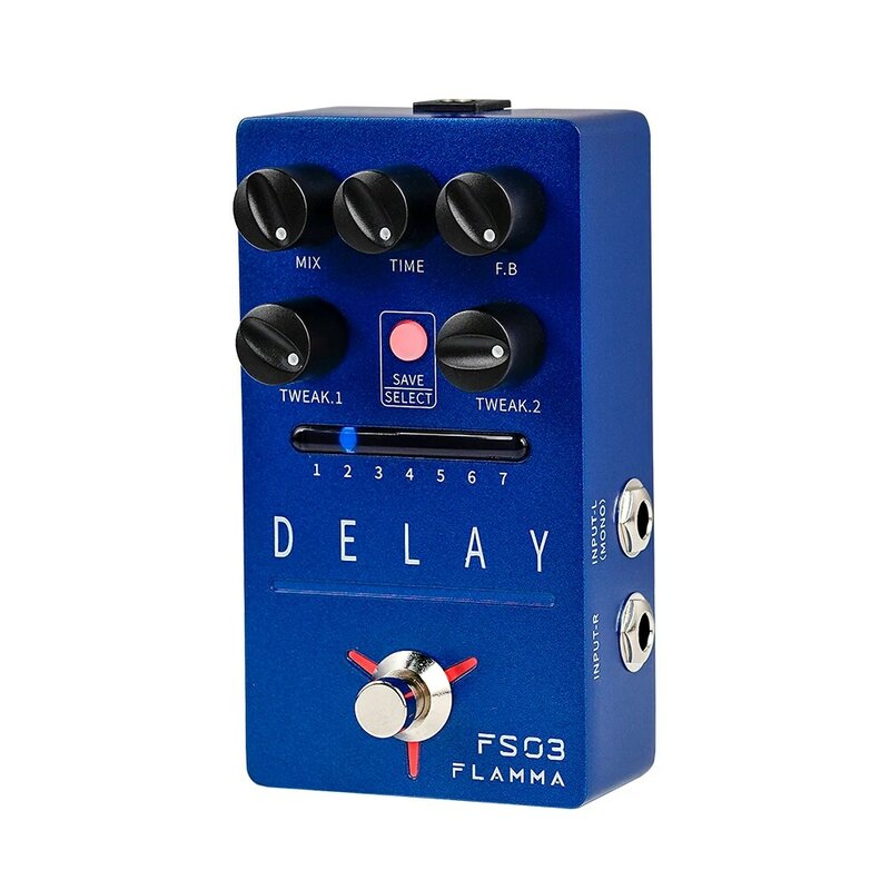 FLAMMA FS03 Guitar Delay Effects Pedal Stereo Delay Pedal 6 Delay Effects with 80s Looper Storable Presets Tap Tempo Trail on
