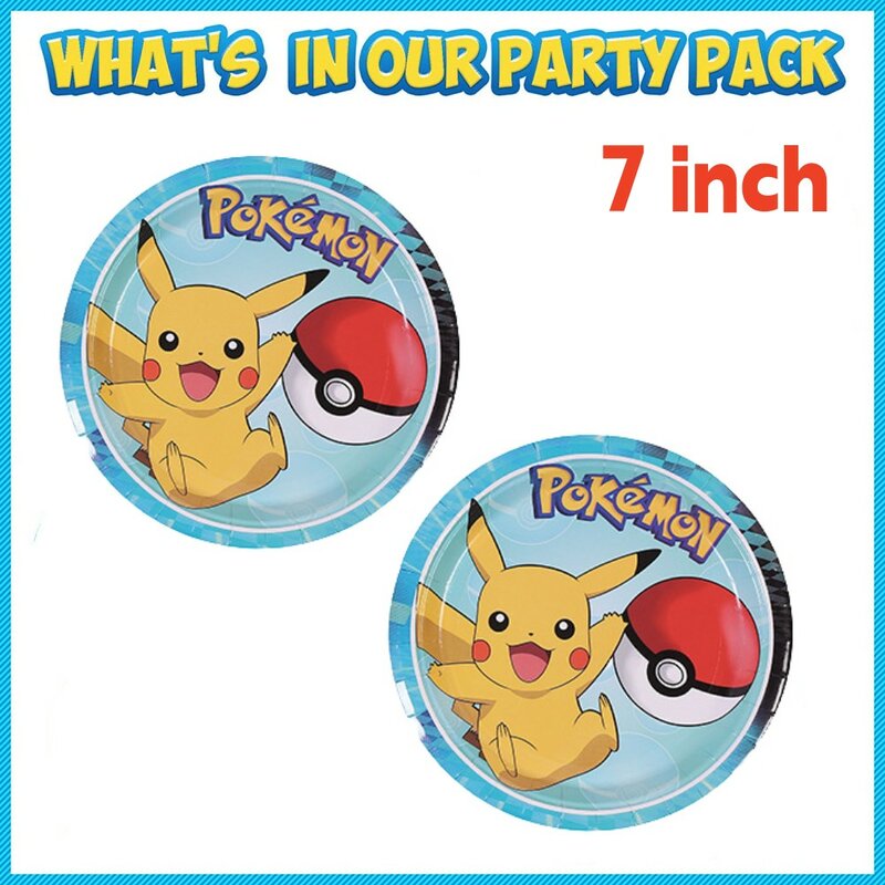 Pokemon Birthday Party Supplies Pikachu Party Decorations Foil Balloons Blowouts Tableware Plate Napkin Baby Shower Supplies Toy