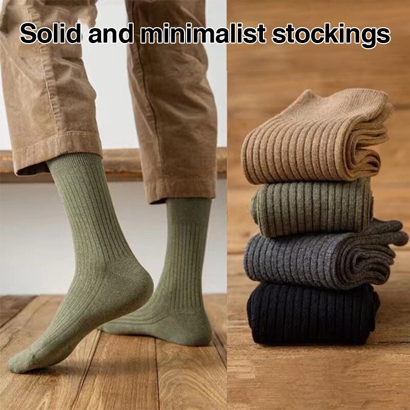 Outoddr-calcetines largos de algodón para hombre y mujer, medias deportivas de Color sólido, transpirables, de estilo coreano, temporada otoño