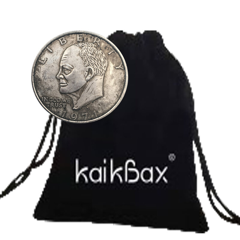 เหรียญเพอร์ทตี้เซนฮาวร์เสรีภาพ1971เหรียญครึ่งดอลลาร์สนุกศิลปะ/เหรียญตัดสินใจไนท์คลับ/กระเป๋าที่ระลึกนำโชค + ถุงซานตา