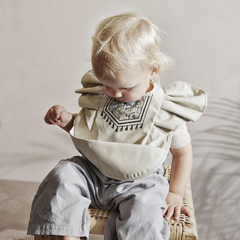 เด็กทารก INS Nordic สไตล์ Angel Feed กระเป๋า Burp เด็กทารกอาหาร Bib กันน้ำได้ง่ายทำความสะอาดช้างน่ารัก Bibs นุ่ม PU
