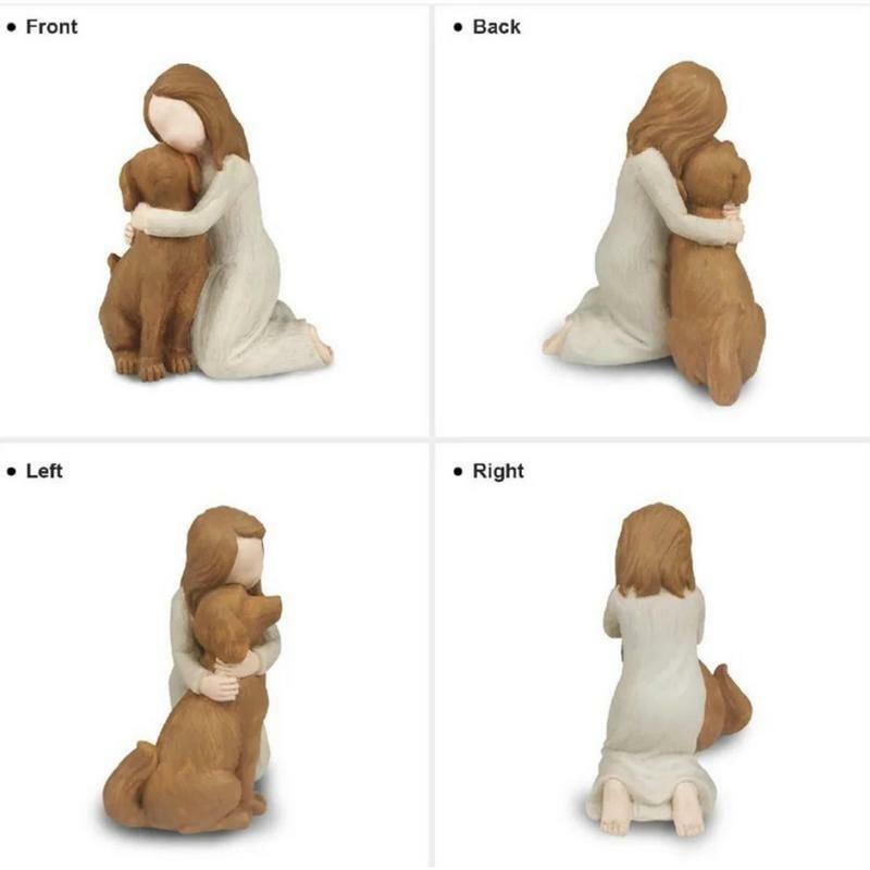 Escultura do cão do anjo Desktop ornamento, figura do cão, pet perda presentes, amantes, prateleira, quarto, den, desktop