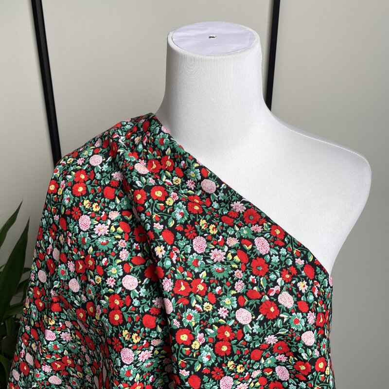 Tela de popelina 100% de algodón con estampado Floral abstracto para niños, tela Liberty con impresión Digital para coser vestidos y faldas, 145x50cm, 40S