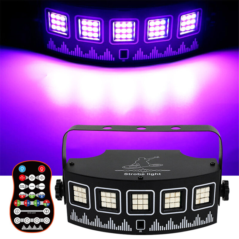 Luz estroboscópica LED RGB para discoteca, efecto de iluminación de escenario, fiesta, vacaciones, Navidad, Club de música, Bar, gradiente de Flash activado por sonido