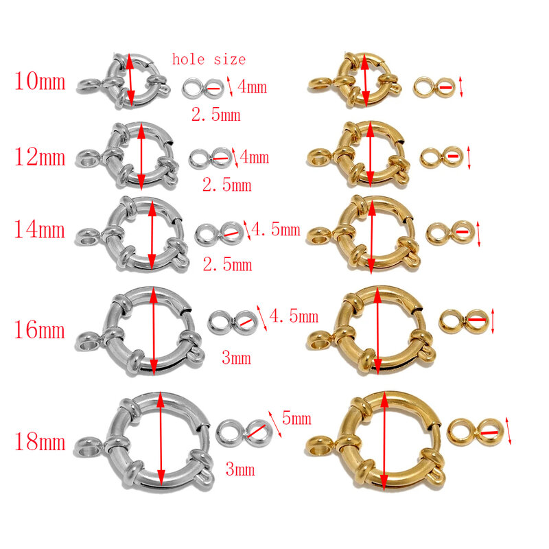 4pcs Stainless Steel Gold Round Spring Clasps Hooks for Bracelet Clavicle Necklace Clasp Connectors DIY Jewelry Making Supplies