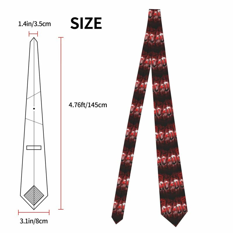 Customized Retro Rock Heavy Metal AC DC Tie for Men Fashion Silk Office Neckties