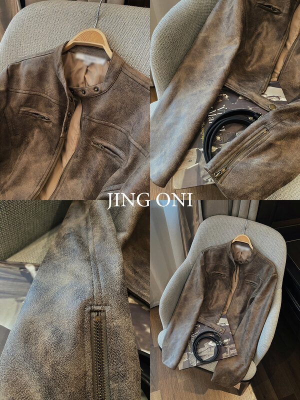 Blouson aviateur en cuir Y2K pour femme, manteau de motard avec fermeture éclair, mode coréenne vintage, vêtements de luxe élégants, 2023