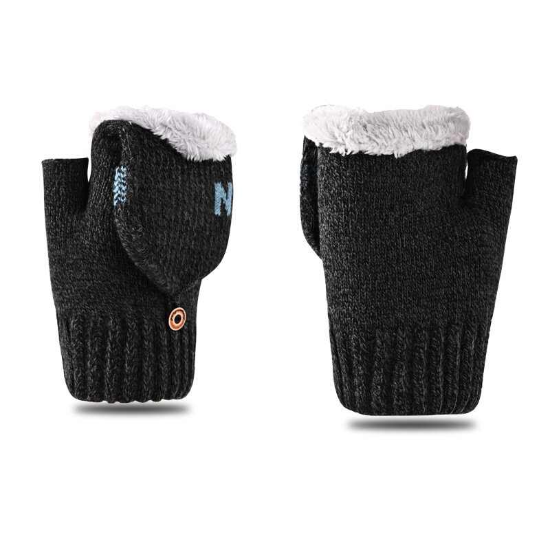 2023 inverno caldo ispessimento guanti di lana lavorati a maglia Flip Fingerless dito esposto guanti spessi senza dita guanti guanti donna