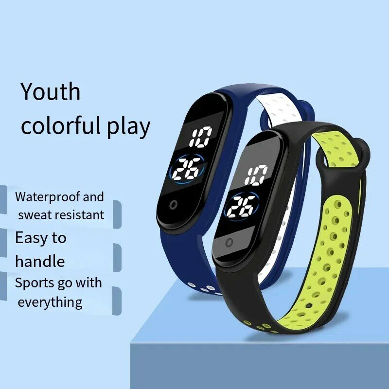 Relógio digital LED à prova d'água para crianças, relógio de pulso infantil, pulseira de silicone ultraleve, meninos e meninas adolescentes, moda unissex