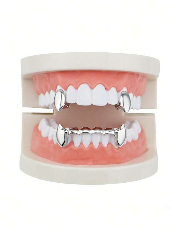 Top Bottom False Teeth Portable Halloween Mouth Grills regali Copper Plated Gold Tooth Caps Party per costumi Cosplay