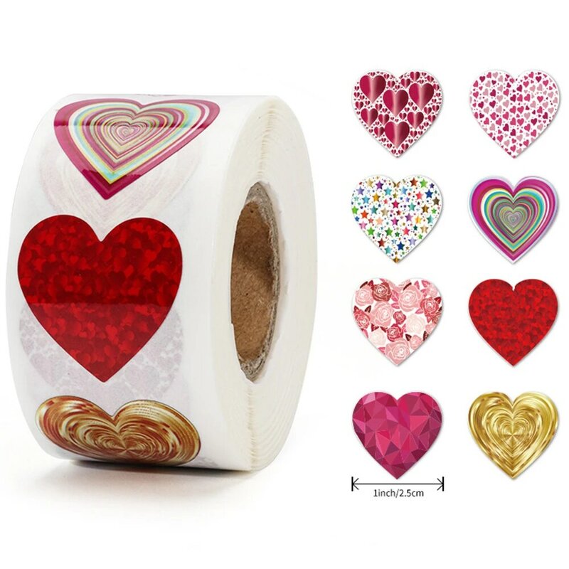 50-500pcs rot rosa Herz Aufkleber für Valentinstag Hochzeit Geschenk Verpackung Tasche Verpackung Etiketten Liebe Scrap booking DIY Aufkleber