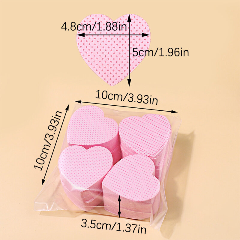 Toalhetes de papel sem fiapos para removedor de esmalte, 400pcs, papel em forma de coração rosa, almofadas de algodão, ferramentas de limpeza manicure