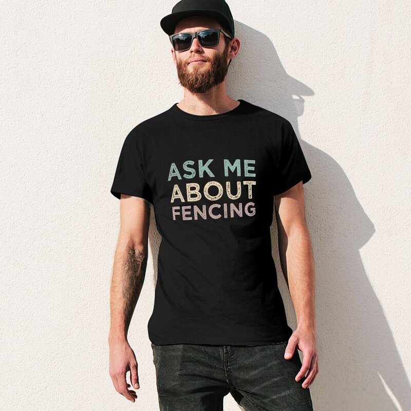 Tanyakan kepada saya tentang pagar kaus edisi baru ukuran besar kaus atasan T-Shirt grafis pria