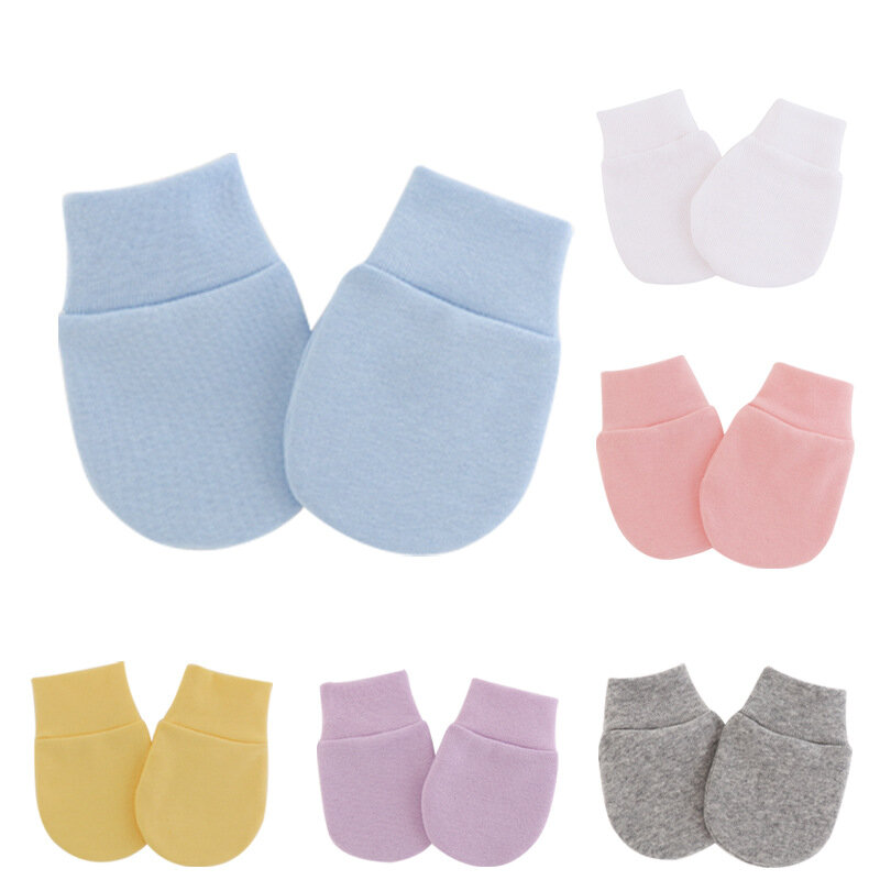 2 buah sarung tangan katun lembut Anti goresan bayi sarung tangan gores pelindung wajah untuk bayi baru lahir perlengkapan pelindung tangan bayi