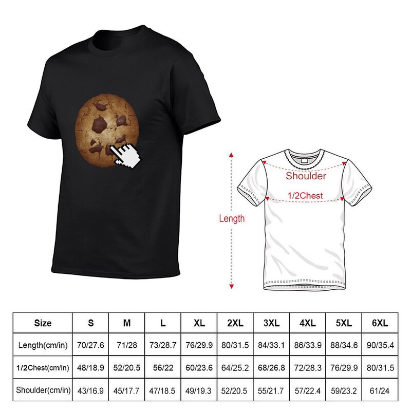 T-shirt gráfica Cookie Clicker masculina, Tops vintage de grandes dimensões, plus size