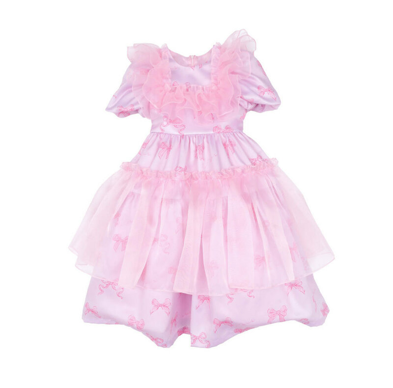 Gaun putri anak perempuan Bebe Korea baru 2024 pakaian merah muda anak gaun pesta anak perempuan baju ulang tahun anak