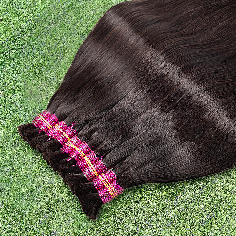Indian Hair Human Hair Bulk Purple Garter No Weft 100%  Virgin Silky Straight  Full Ends Thicker Hair Extensions