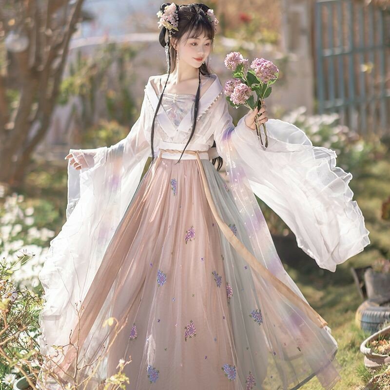 Одежда Wei North и South Han с вышивкой на талии с широким рукавом Фея шесть рисовых сломанных юбки большого размера