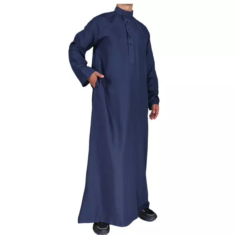 Robe musulmane à manches longues pour hommes, vêtements islamiques pour hommes, Kaftan monochrome, Arabie saoudite, Pakistan Kurta, Thobe