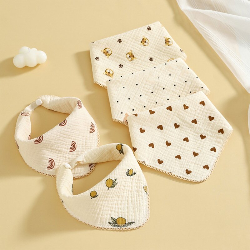 Bandana para bebé, baberos recién nacidos para niñas babeantes, hechos con gasa algodón, baberos suaves y absorbentes para
