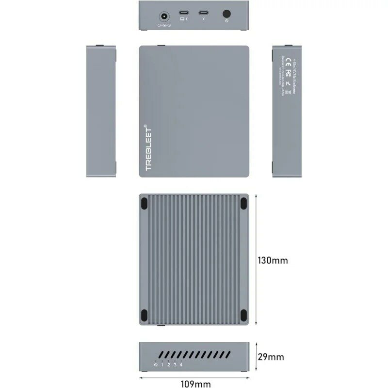 Корпус SSD Thunderbolt 3, 4 слота M.2 NVMe, 40 Гбит/с, до 2800 Мб/с, совместим с M1 M2