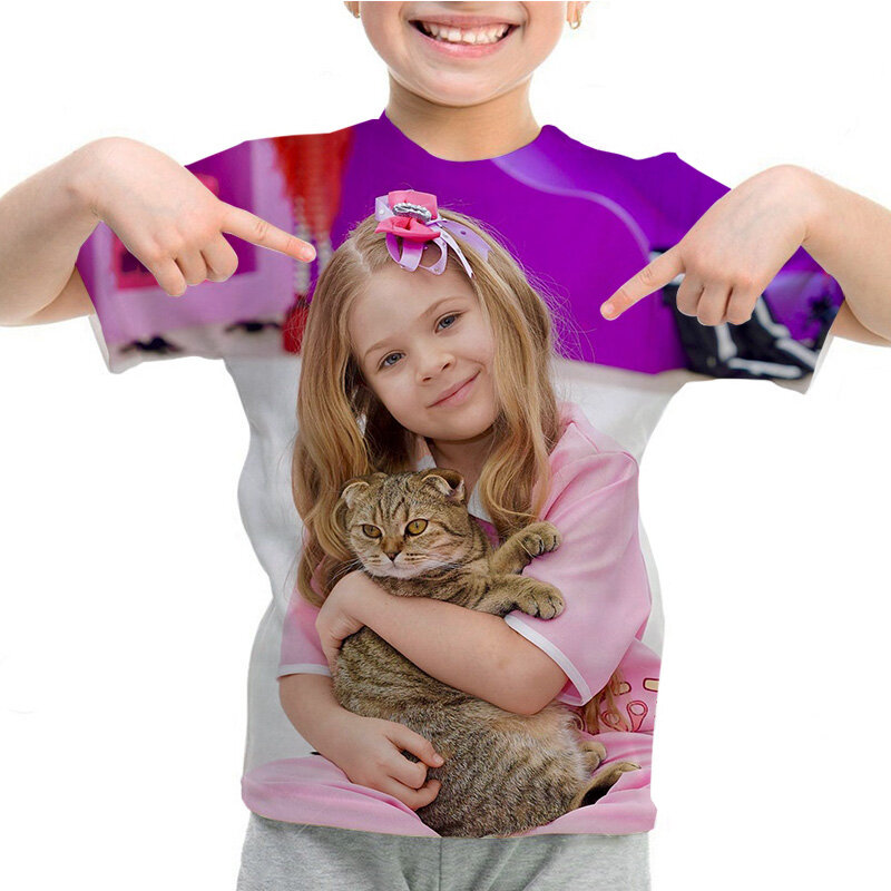 Детская одежда, футболка с принтом Diana Show, летняя футболка для девочек, Повседневная футболка с круглым вырезом и короткими рукавами, детская одежда, топы для малышей, футболки