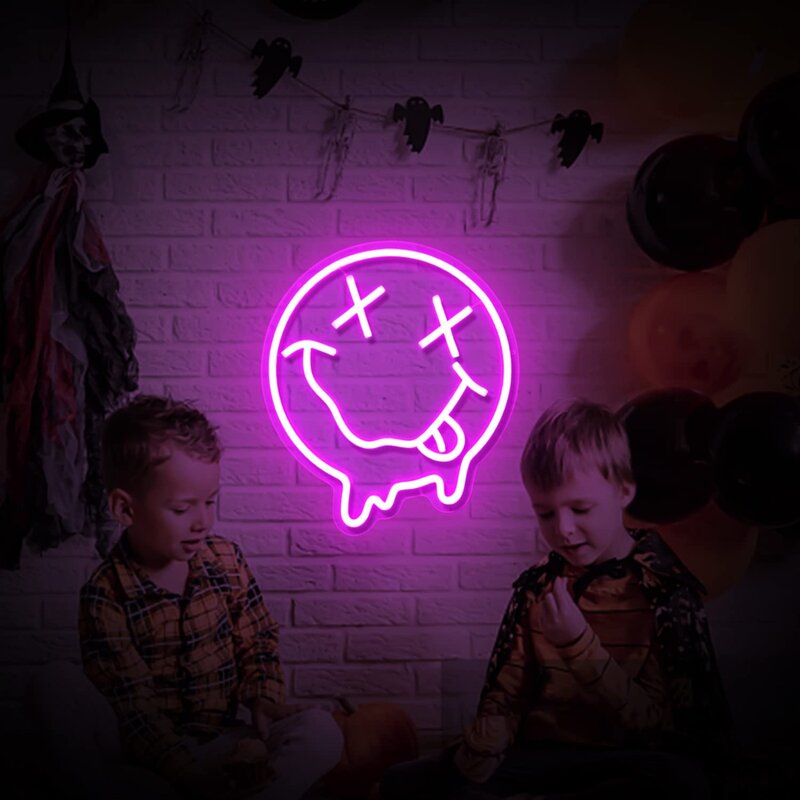 Schmelzendes Lächeln Gesicht Leucht reklame LED-Zeichen für Wand dekoration dimmbare Neon Schlafzimmer Kinderzimmer Party rosa Wand kunst Dekor
