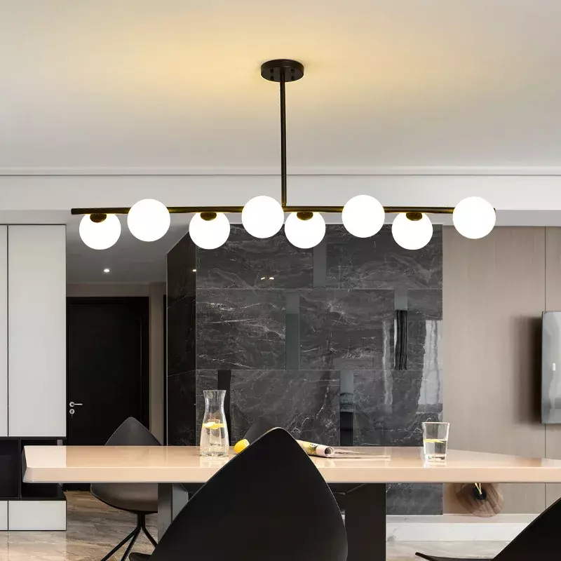 Modern LED White Glass Ball Chandeliers for Living Dining Room Kitchen Restaurant Home Indoor Decor Art Hanging Pendant Lights
