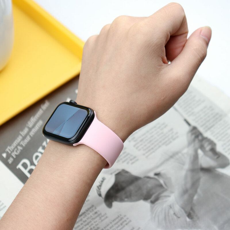 Correa de silicona para Apple Watch, pulsera deportiva de 44mm, 45mm, 40mm, 41mm, 42-38mm, 45mm, iwatch series 8, 7, 6, 5, 4, 3, SE, 9, Ultra 2, 49mm