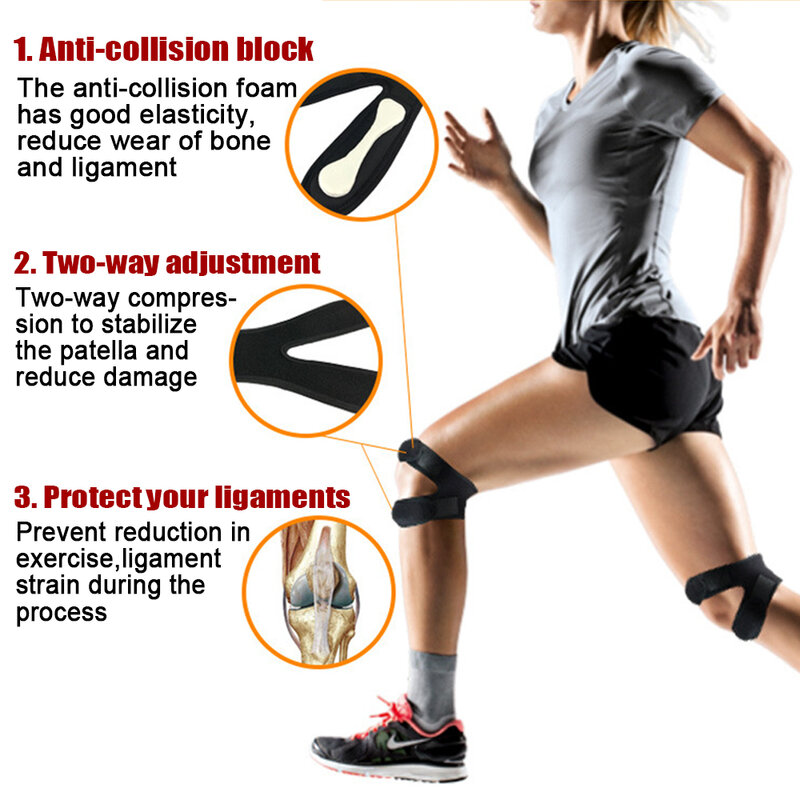 1個を実行するための調整可能な膝蓋骨膝ストラップネオプレンニーブレースサポート関節炎ジャンパーテニスバスケットボール膝の痛みを軽減