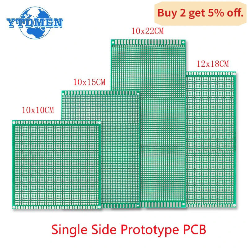 1 pz PCB protoboard 10x10 10x15 10x22 12x18cm scheda prototipo lato singolo circuiti stampati universali piastra in fibra di vetro fai da te