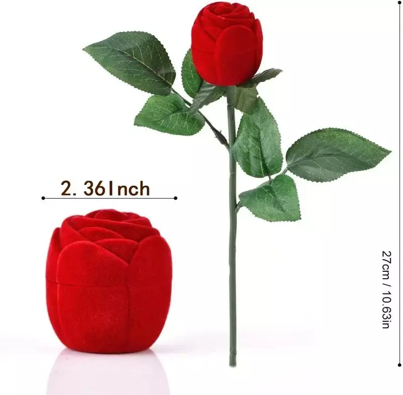 Kotak Cincin Bunga Mawar Beludru Merah Alami Mawar Anting Tampilan Kotak Hadiah Pengantin Pernikahan Pertunangan Perhiasan Kasus Penyimpanan