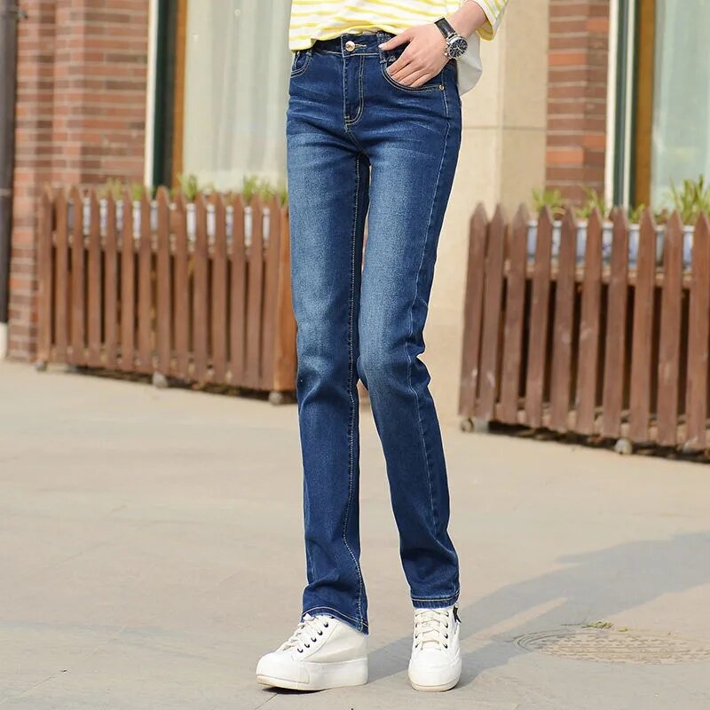 Kebesaran 25-34 wanita lurus Jeans musim semi musim gugur longgar Fashion Streetwear Vaqueros kasual Korea pinggang tinggi Pantalon