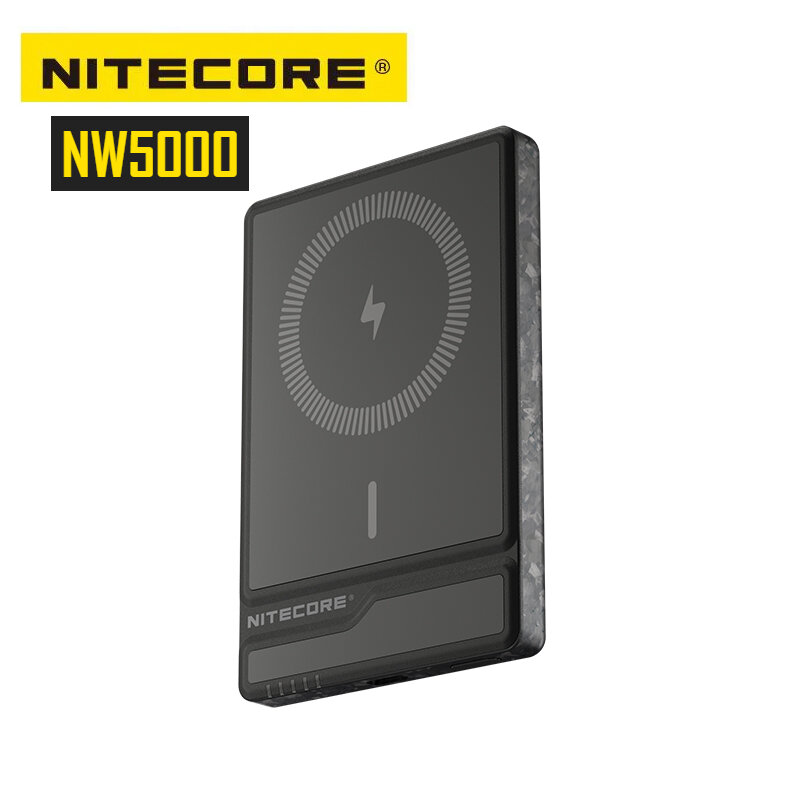NITECORE-Banque d'alimentation mobile magnétique sans fil NW5000, batterie externe portable, fibre de carbone, charge rapide 20W, 5000mAh, QC3.0, QC2.0