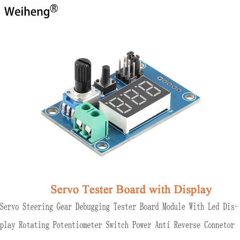 Servo Steering Gear Debugging Tester Board Module With Led Display Rotating Potentiometer Switch Power Anti Reverse Connetor