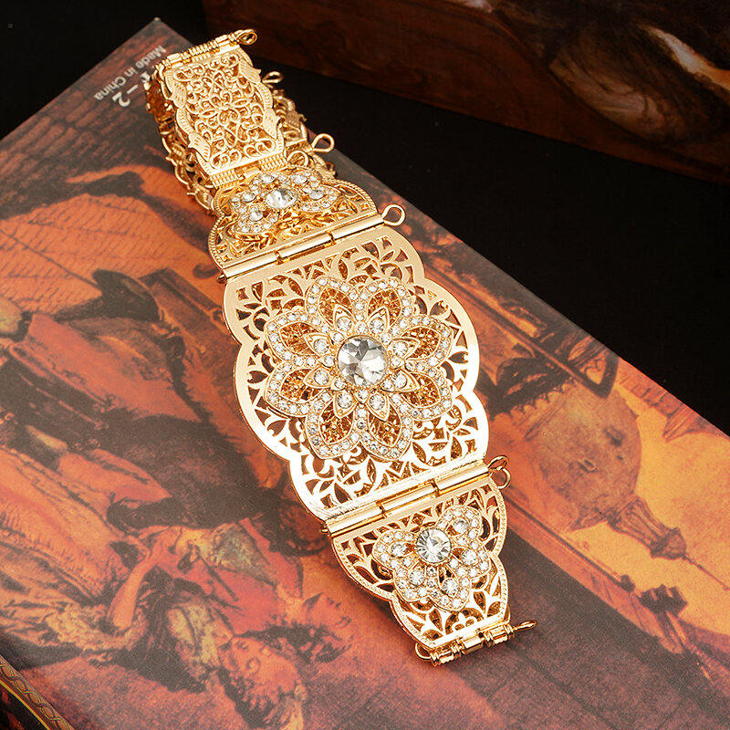 Cinturón de caftán marroquí elegante, Color dorado, rojo, verde, piedra, Argelia, vestido de novia, caftán, Abaya, cinturón de cadena de cintura árabe, joyería