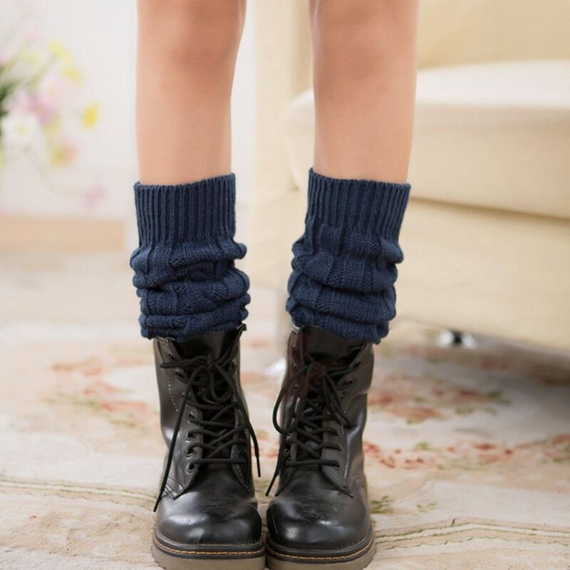 Leggings cálidos de lana de Color sólido para invierno, calcetines largos, calentadores de piernas