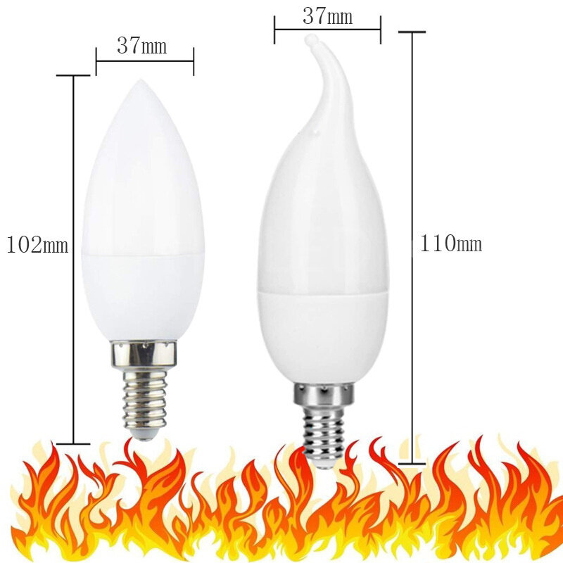 シミュレートされた炎の電球,6W,9W,15W,e14,e27,b22,85-265V