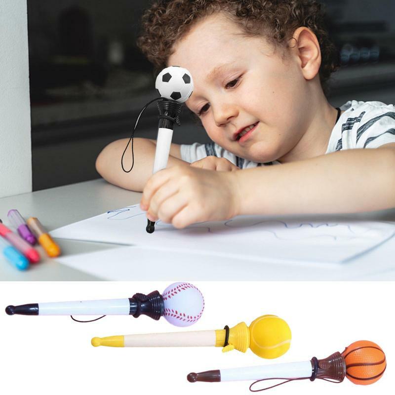 Pena bolpoin memantul kreatif, pena basket baru, pena menulis, trik mainan, pena tinta Gel untuk anak-anak siswa sekolah