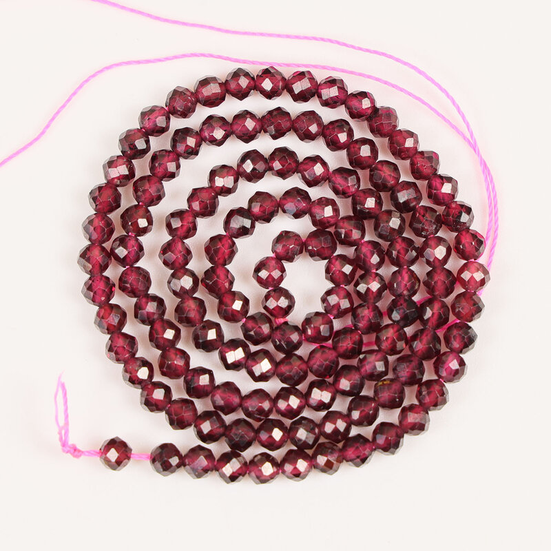Perles Rondes à Facettes en Grenat Rouge Naturel de 2, 3 et 4mm, Accessoires pour Bricolage de Bijoux, Collier, Bracelet, Boucle d'Oreille, Cadre
