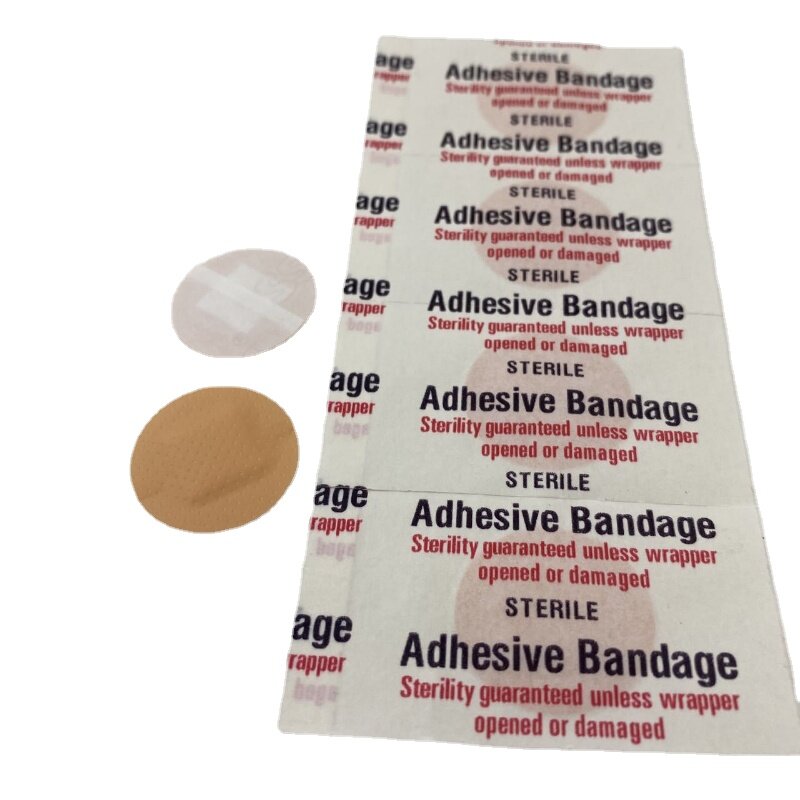 Round Band Aid Skin Patch para crianças, vacinação infantil ferida pele Dressing Patches, emplastros impermeáveis, curativo, 100pcs por conjunto