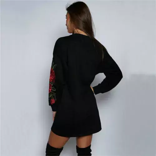 Damski sweter z kwiecista długa rękawem damski na co dzień topy z okrągłym dekoltem koszula dla wiosna i jesień modny styl bluzki damskie