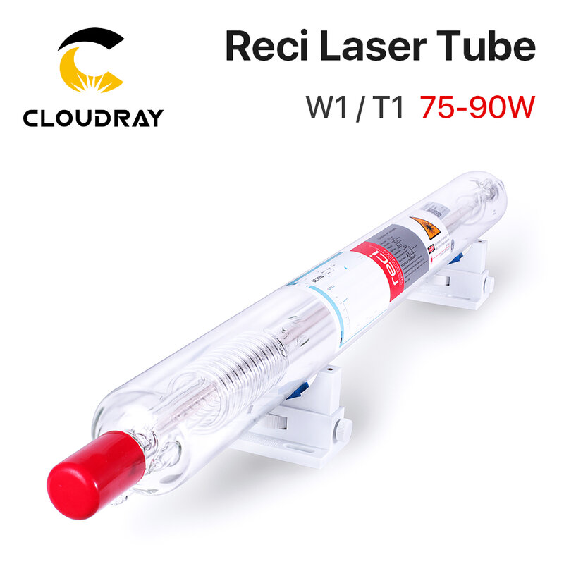 Cloudray-Tube laser CO2 Reci W1 Rack 75W-90W, caisse en bois, boîte d'emballage Dia Machine de gravure et découpe laser CO2, 80mm, 65mm