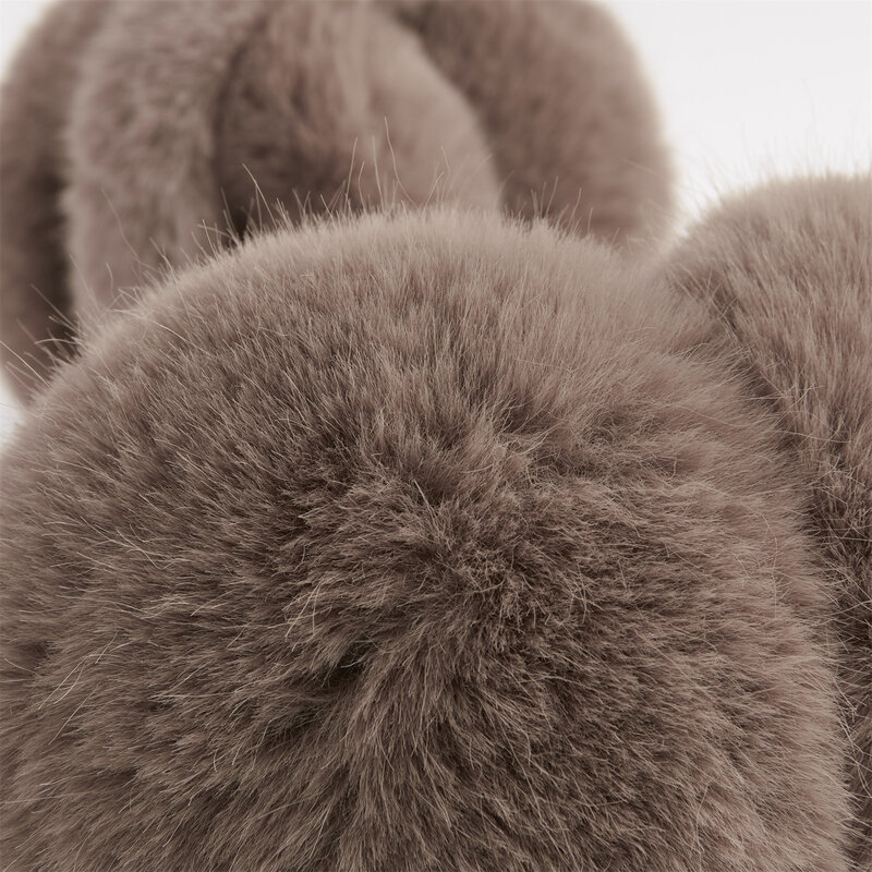 Anjj Cute Bear Brown Earmuffs 2024 Winter New Popular Thickened Plush Imitation Rabbit Fur Ear Muffs for Family Member Gifts