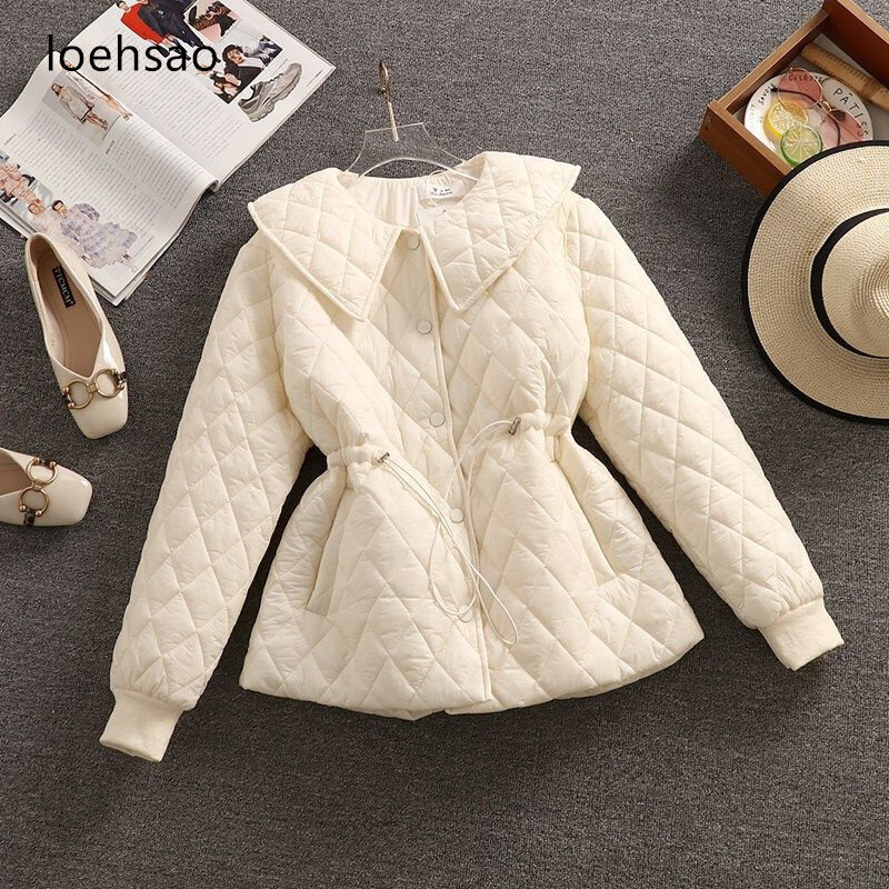 Loehsao marca de moda xadrez luz inverno curto casaco feminino 90% pato para baixo à prova vento casual ao ar livre preto branco