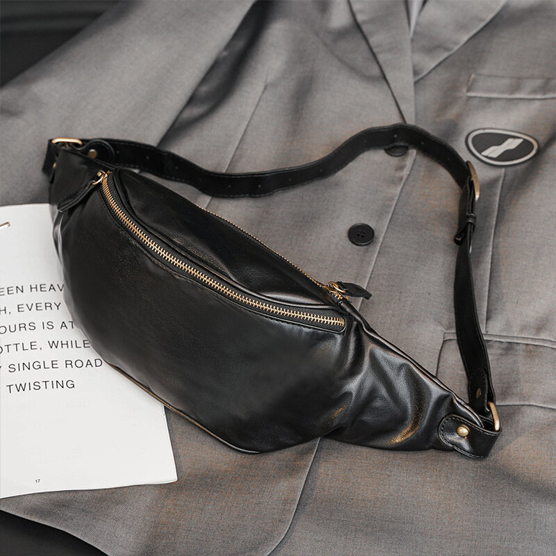 Wodoodporna męska skórzana torba na biodro zwykła torba piersiowa moda torby Crossbody dla mężczyzn wielofunkcyjna torba na ramię mężczyzna torba na pas