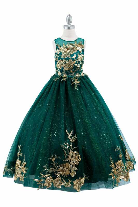 Зеленые мини-платья для девушек, бальное платье с глубоким круглым вырезом, тюлевые платья для девочек с цветочной аппликацией для свадеб, мексиканских торжественных мероприятий, детские платья