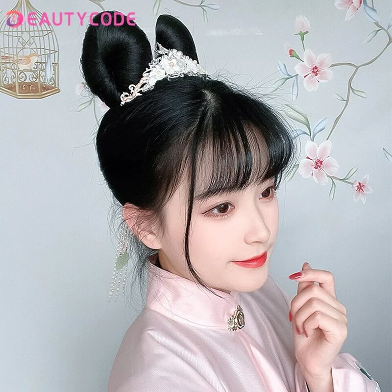 BEAUTYCODE Wig Sintetis Wanita Hanfu Gaya Tradisional Tiongkok Lolita Wig Sintetis Hanfu Kostum Kuno Wig Kustom Anak Perempuan Lucu