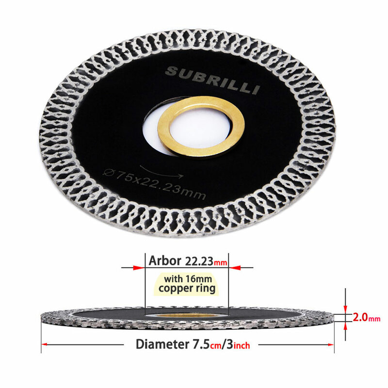 1pc 3inch Diamond Saw Blade Hot Pressed Sintered Mesh Turbo Cutting Disc For Tile Porcelain Granite Marble Concrete
